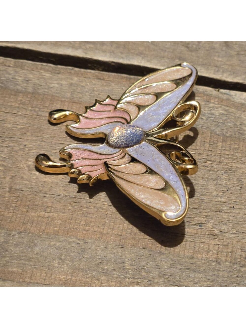 Vintage Avon butterfly Brooch Opalescent and Enamel Victorian Style Pin 1998 - Picture 5 of 11